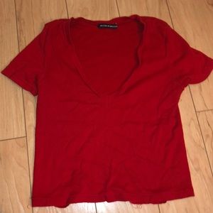 Red brandy Melville cropped v neck